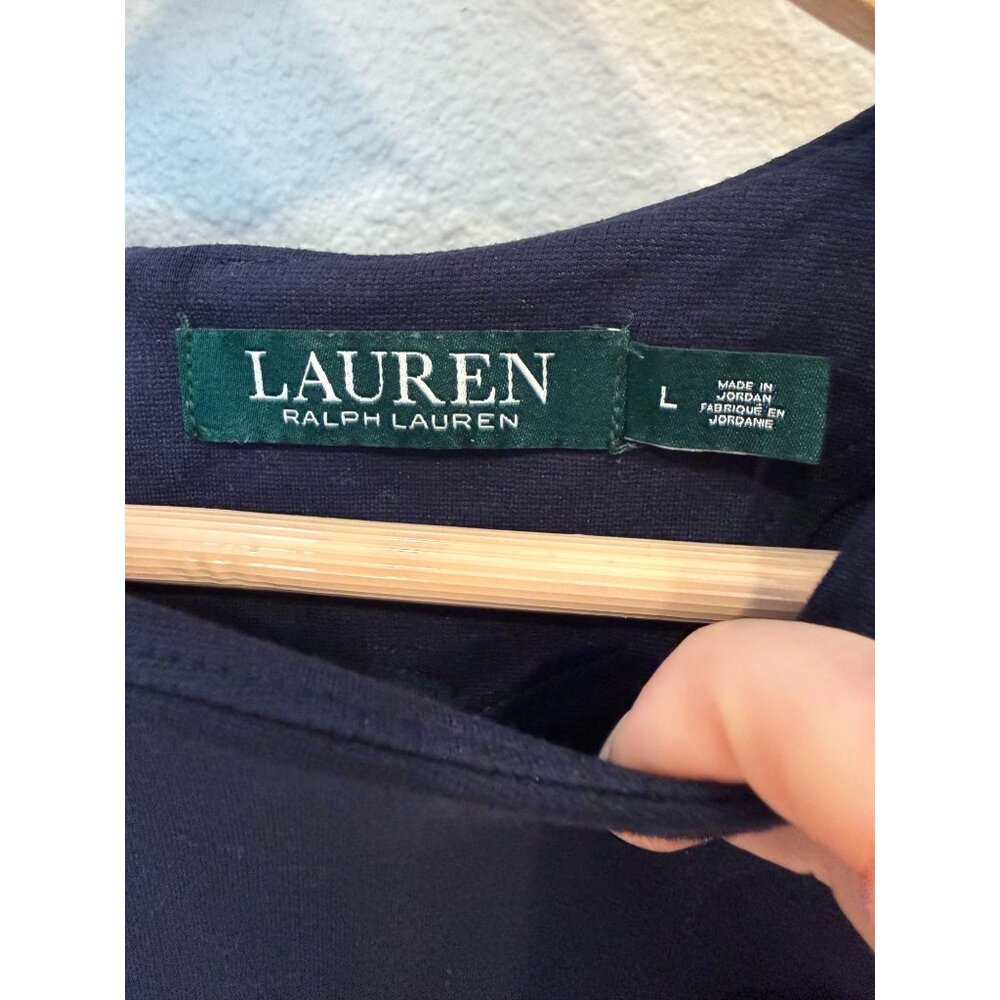 Lauren Ralph Lauren Long Sleeve Navy Twofer Sweater Large Preppy Nautical - Picture 3 of 6